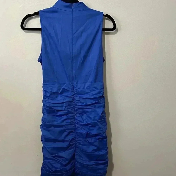 NWT ZARA BLUE STRETCH RUCHED DRESS XS - Picture 2 of 6